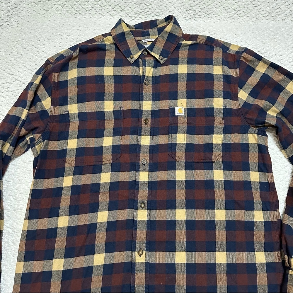Carhartt Long Sleeve Cotton Plaid Relaxed Fit Workwear Men’s Size Large